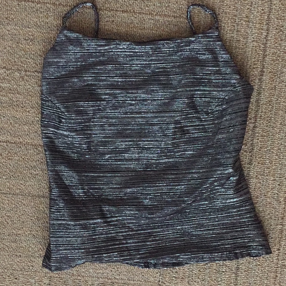 Silver and black spaghetti strap camisole.
